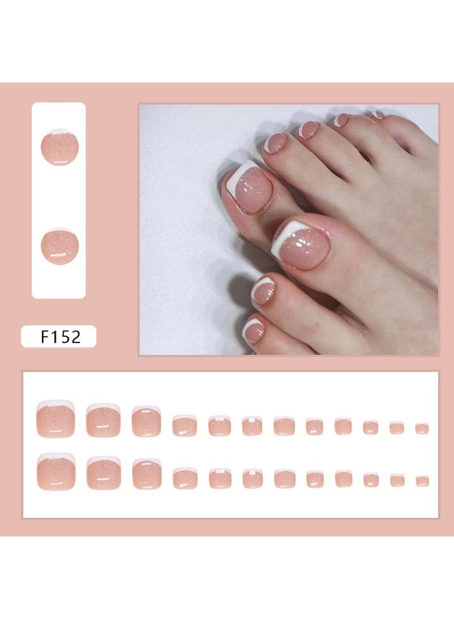 JUE-FISH 24Pcs Fake Nails - French foot Nails - White Foot Armor - Fake Nail Patch - Image 2