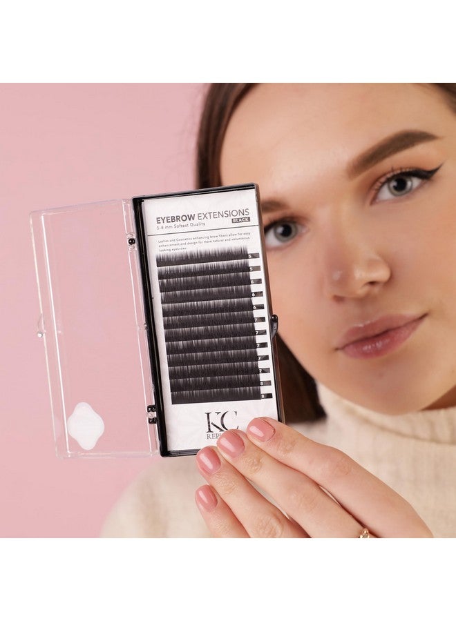 KC Republic Eyebrow Extensions Premium Kit With 4 Trays Of Mink Eyebrows In Light Brown Brown Dark Brown Black Comes On Mixed Length Trays 58 Mm Mix Eyebrow Premium Glue & Extension Tweezers - Image 5