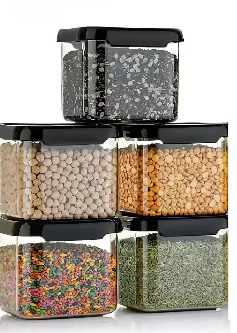 KWER Air Tight Containers Storage Set For Kitchen, Storage Box and Organiser, Kitchen Accessories Items for Home, Pantry Organization, BPA-Free(Pack Of 6, Black, 500 ml, Plastic) - Image 3