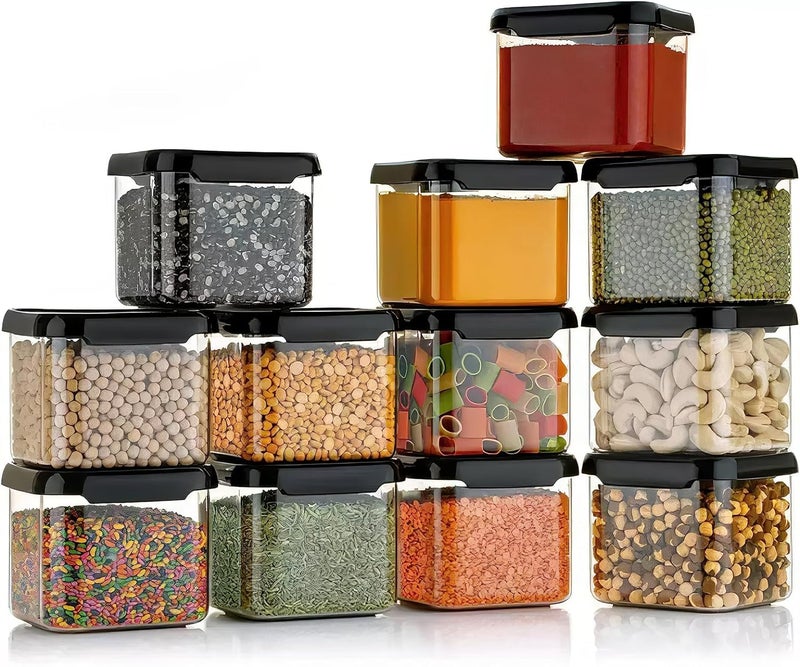 KWER Air Tight Containers Storage Set For Kitchen, Storage Box and Organiser, Kitchen Accessories Items for Home, Pantry Organization, BPA-Free(Pack Of 6, Black, 500 ml, Plastic) - Image 2