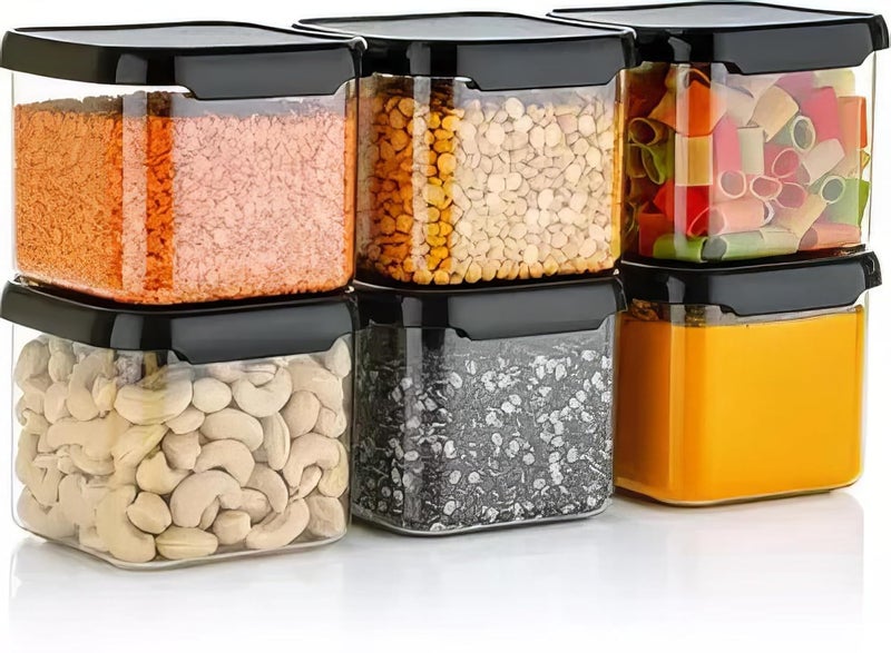 KWER Air Tight Containers Storage Set For Kitchen, Storage Box and Organiser, Kitchen Accessories Items for Home, Pantry Organization, BPA-Free(Pack Of 6, Black, 500 ml, Plastic) - Image 5