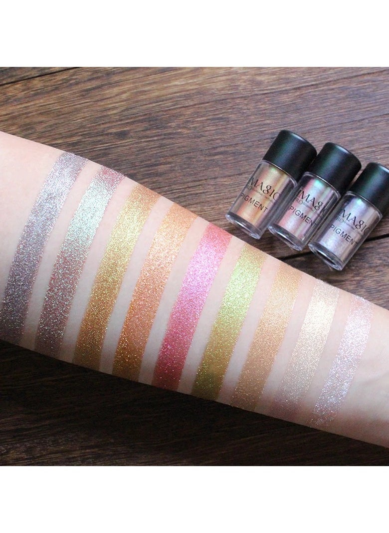 IMAGIC IMAGIC Metallic Pigment Glitter Eyeshadow Palette | 9 Vibrant Colors | High-Shine, Long-Lasting Sparkle for Bold Eye Makeup (P7 Amaze)  - Image 3