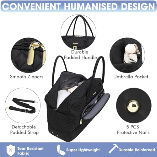 LUOCIP Travel Duffle Bag Weekender for Women - 38L Carry-On Overnight Personal Item Bag with Shoe Compartment & Wet Pocket Weekend Tote Bags with Toiletry Hospital Bags for Labor and Delivery - Image 3
