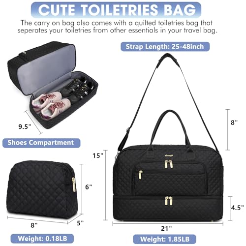 LUOCIP Travel Duffle Bag Weekender for Women - 38L Carry-On Overnight Personal Item Bag with Shoe Compartment & Wet Pocket Weekend Tote Bags with Toiletry Hospital Bags for Labor and Delivery - Image 2