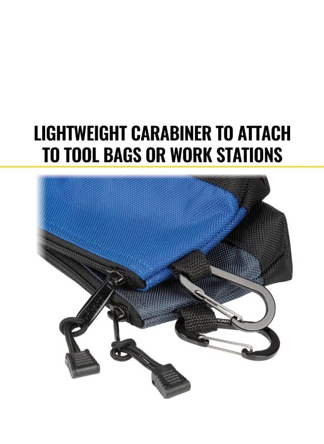 Generic Zipper Bag Tool Pouch with Carabiners, Canvas Tool Bags, 7-Inch Blue and 14-Inch Gray Utility Bags, Canvas Tool Multipurpose Pouch Tote Bag, with Reinforced Bottom, 2-Pack  - Image 3