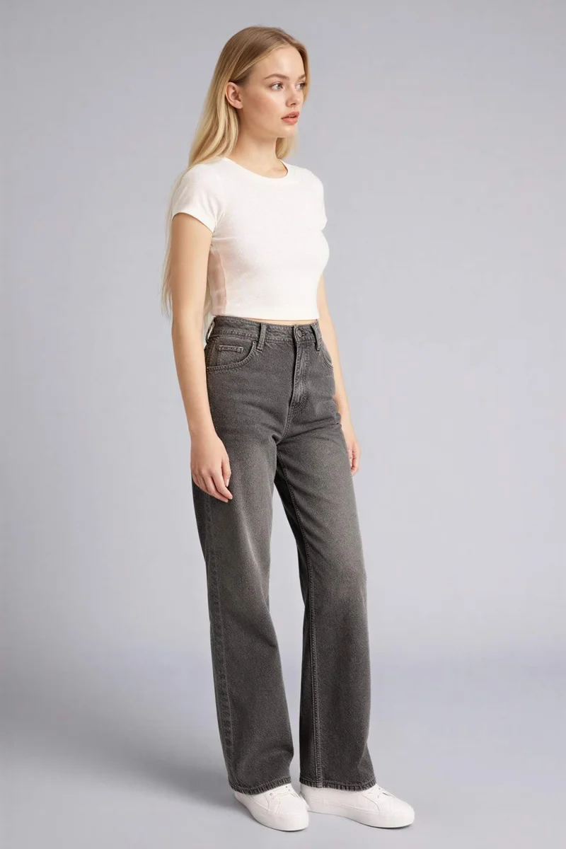 DeFacto 90's Wide Leg High Waist Washed Jeans