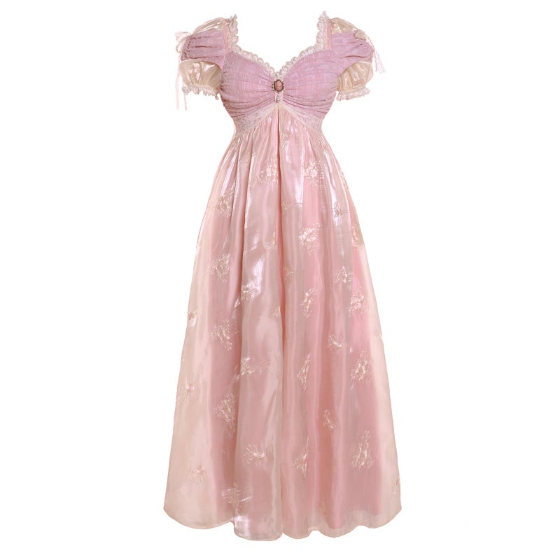 Vibsion Regency Dresses for Women Luxurious Embroidery Lace Empire Waist Victorian Dress Rococo Ball Gown XXL - Image 1