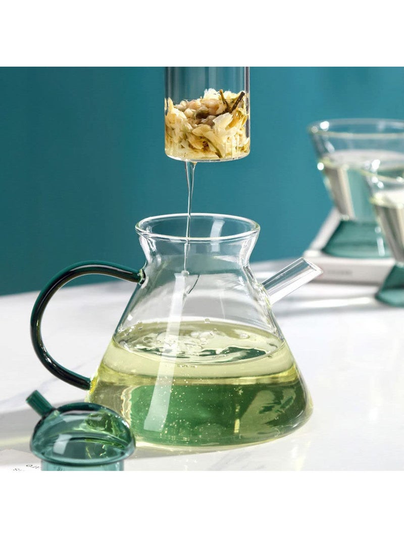MIBRU Tea and Coffee Herbal Glass Jug 480ml Green Elegant Jug Classic Design With Infuser For Tea and Coffee  - Image 3