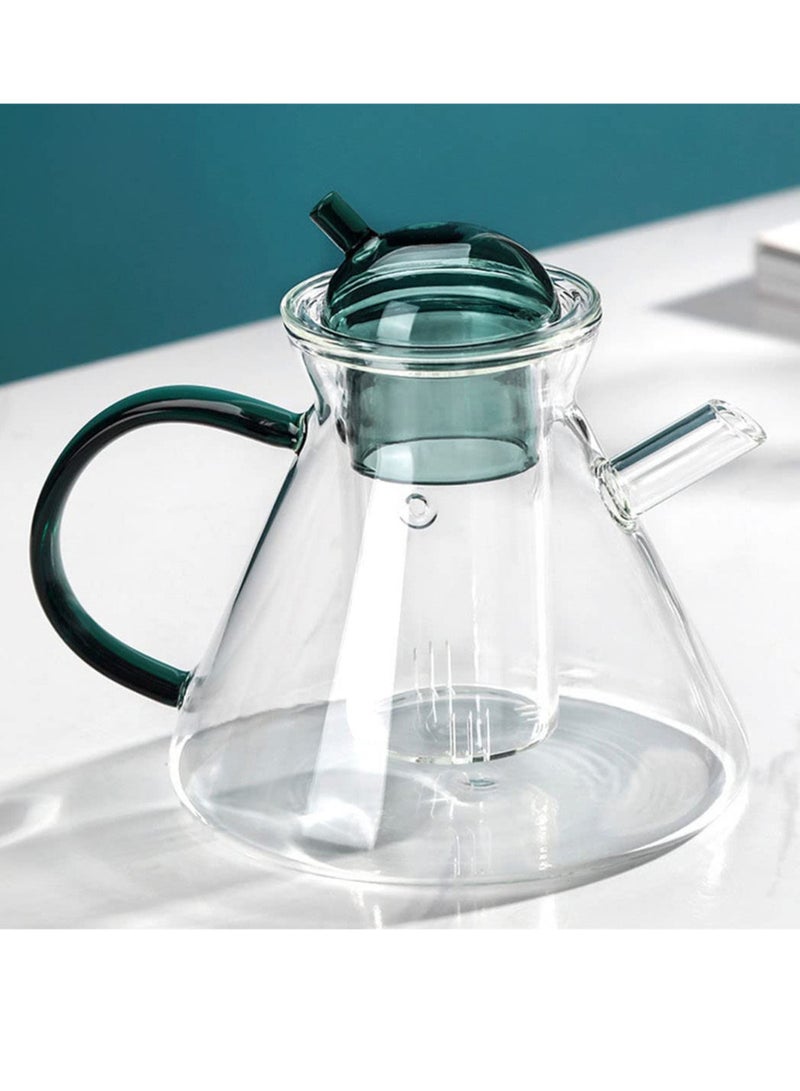 MIBRU Tea and Coffee Herbal Glass Jug 480ml Green Elegant Jug Classic Design With Infuser For Tea and Coffee  - Image 2