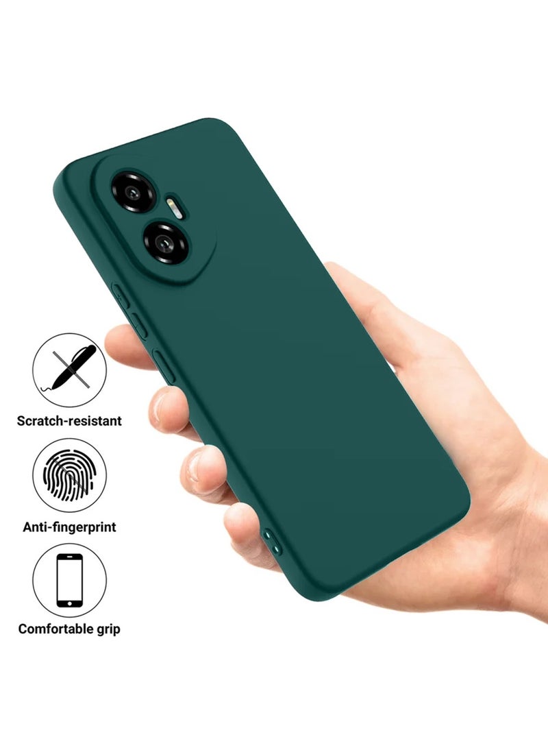 Wtech Honor 300 5G 2024 Premium Soft Liquid Silicone Case Cover - Dark Green - Image 2