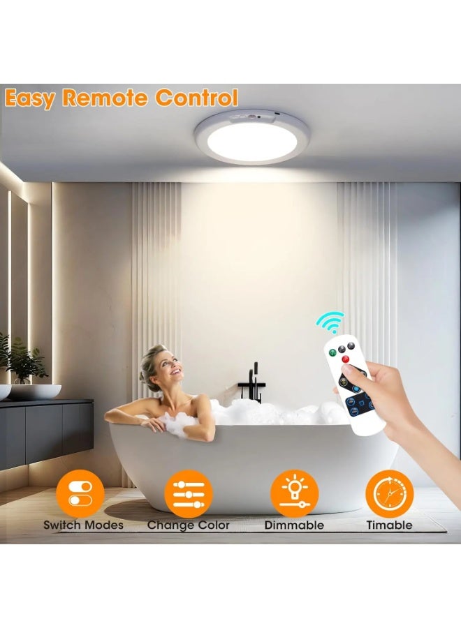 Motion Sensor LED Ceiling Light, Round, with Remote Control, USB Charging & Magnetic Installation - Image 2