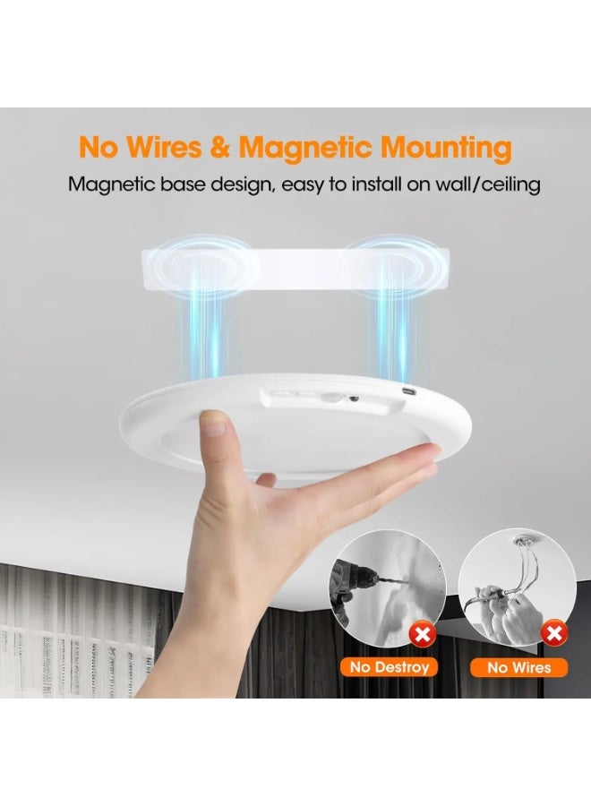 Motion Sensor LED Ceiling Light, Round, with Remote Control, USB Charging & Magnetic Installation - Image 3