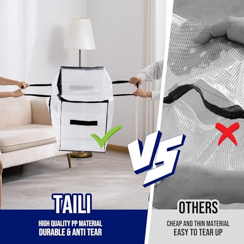 TAILI Extra Large Moving Bags, 4 Pack Clear Heavy Duty Totes For Storage with Visible Window, Wrap Around Handles, Storage Bags for Space Saving, Alternative to Moving Boxes - Image 5