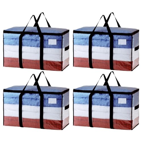 TAILI Extra Large Moving Bags, 4 Pack Clear Heavy Duty Totes For Storage with Visible Window, Wrap Around Handles, Storage Bags for Space Saving, Alternative to Moving Boxes - Image 1