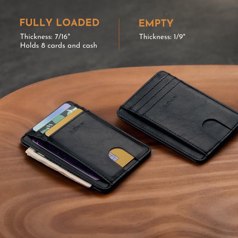 Buffway Slim Minimalist Front Pocket RFID Blocking Leather Wallets for Men and Women - Slate Black - Image 5