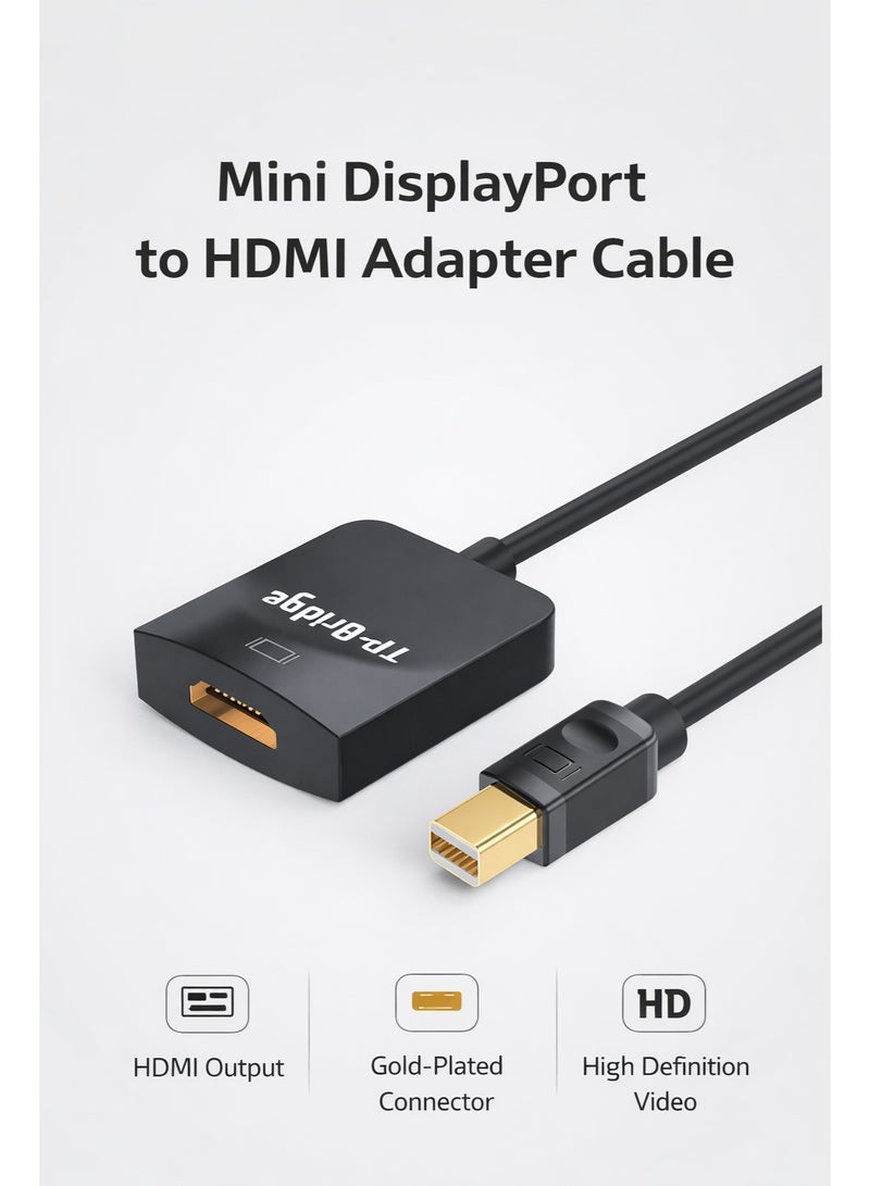 TP-BRIDGE Premium Quality  MINI DP TO HDMI (UHD) Thunderbolt TO HDMI Mini DisplayPort to HDMI Adapter Cable  DisplayPort Connector  Male to HDMI  FemaleCompatible with Active DP to HDMI Braided Cable, Compatible for Graphics/SAMSUNG/Desktop/PC/EPSON/Sony - Image 1