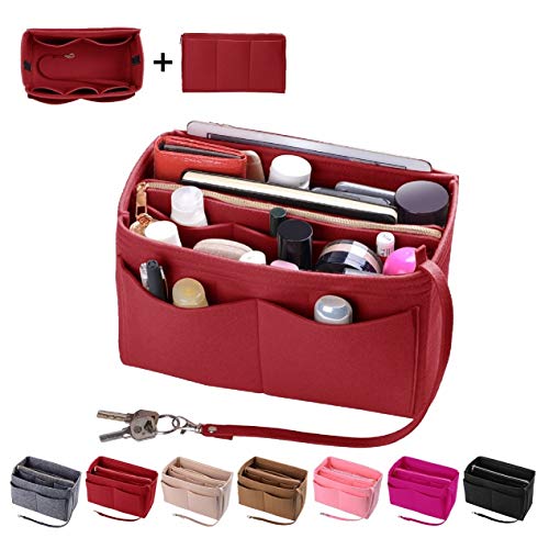 ZTUJO Purse Organizer Insert, Felt Bag Organizer with Metal Zipper, Handbag & Tote Shaper, For Speedy Neverfull Tote, 7 Sizes(Medium, Red) - Image 1