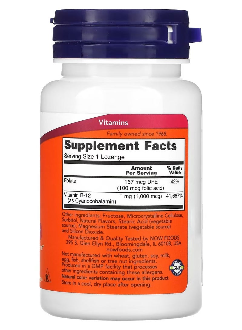 Now Foods B-12 1000Mcg Dietary Supplement - 100 Lozenges - Image 2