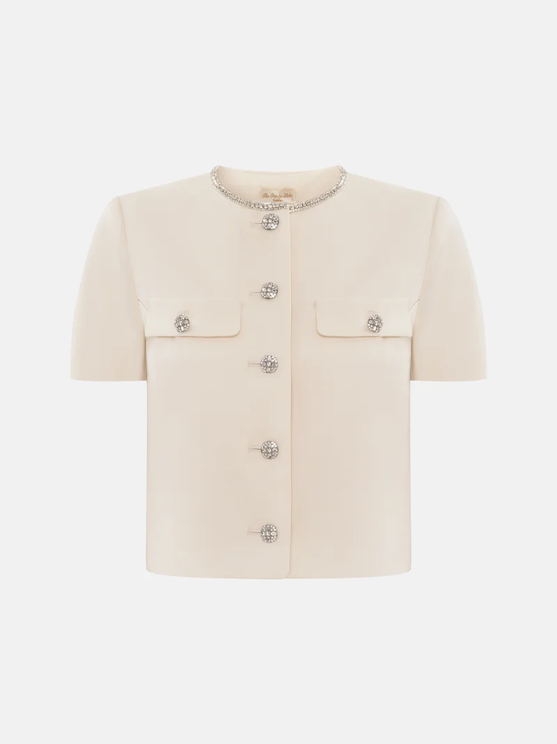 Lichi Short sleeved jacket with rhinestone buttons
