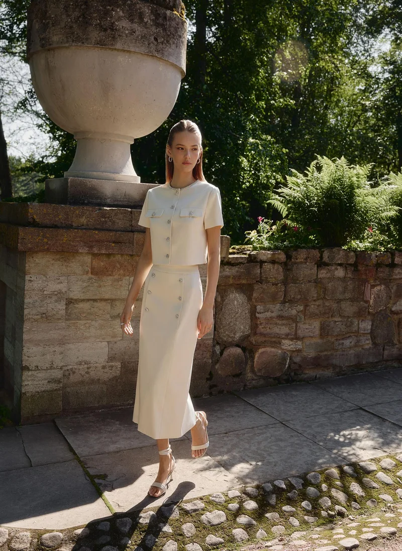 Lichi  Short sleeved jacket with rhinestone buttons for Women | Best Price UAE