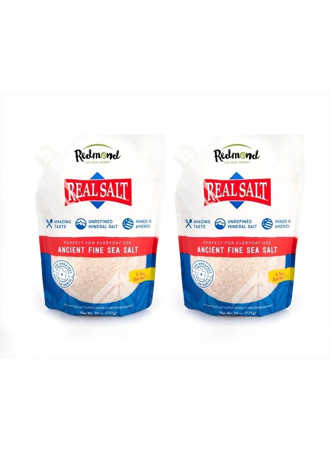 Redmond Redmond Real Salt - Ancient Fine Sea Salt, Unrefined Mineral Salt, 26 Ounce Pouch (2 Pack)  - Image 1