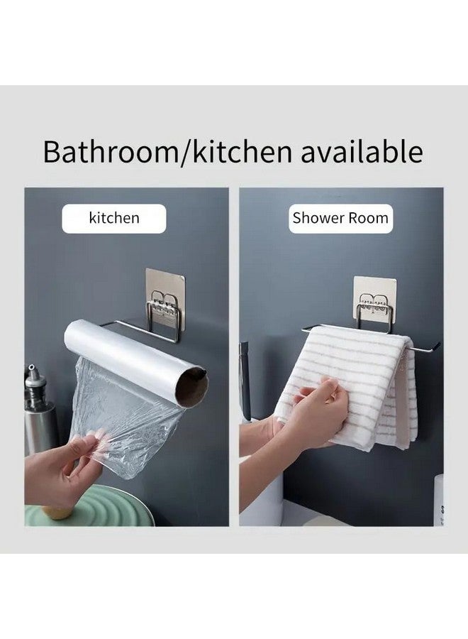 Style Keepers Pack of 2 Stainless Steel Self Adhesive Napkin Ring Wall Mount Towel Hanging Holder with Magic Adhesive Pad Kitchen Paper Roll Holder Tissue Paper Stand Towel Bar Hanger Kitchen and Washbasin use 2 Pc  - Image 4