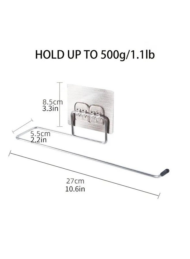 Style Keepers Pack of 2 Stainless Steel Self Adhesive Napkin Ring Wall Mount Towel Hanging Holder with Magic Adhesive Pad Kitchen Paper Roll Holder Tissue Paper Stand Towel Bar Hanger Kitchen and Washbasin use 2 Pc  - Image 3