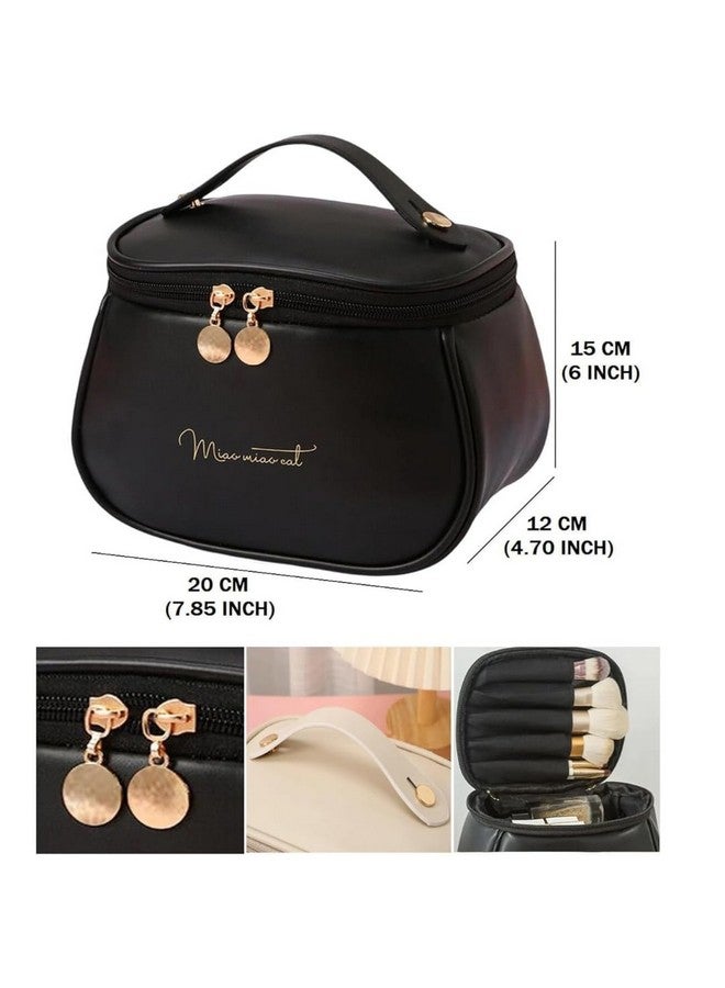 Sprqcart Large Capacity Waterproof Travel Cosmetic Bag with Handle and Divider - Multifunctional Makeup Organizer for Easy Access - Stylish Design | Black - Image 3