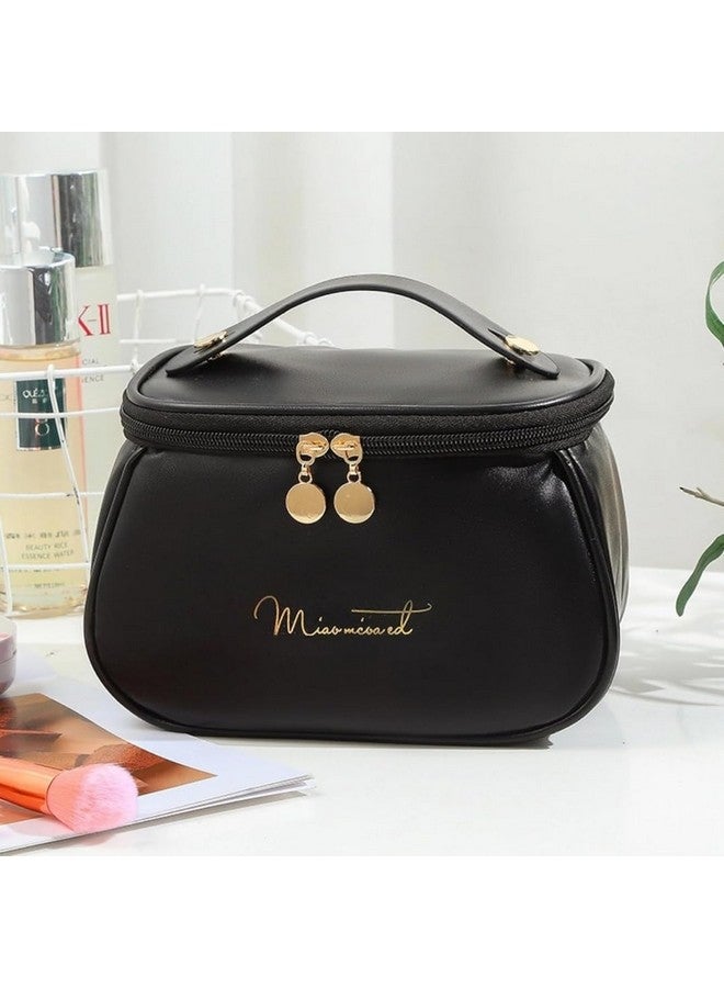 Sprqcart Large Capacity Waterproof Travel Cosmetic Bag with Handle and Divider - Multifunctional Makeup Organizer for Easy Access - Stylish Design | Black - Image 5