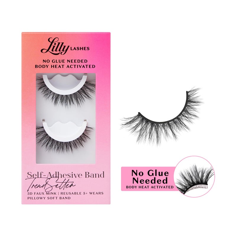 Lilly Lashes رموش ليلي لاش 3D ذاتية اللصق، لا حاجة للصمغ، رموش مضغوطة تعمل بحرارة الجسم، رموش ذاتية اللصق قابلة لإعادة الاستخدام حتى 5 مرات، سهلة التطبيق والإزالة (تريند سيتير) - Image 1