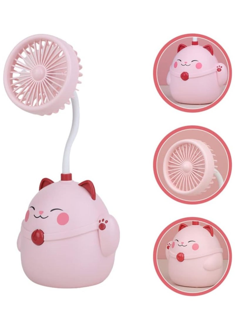 SUKILO Cat Fan Pen Holder Foldable Usb Small Fan for Desk Sports Fans Lucky Fortune Cat Cartoon Office Desk Fan Portable Electronic Component Charging Mini Fan - Image 1