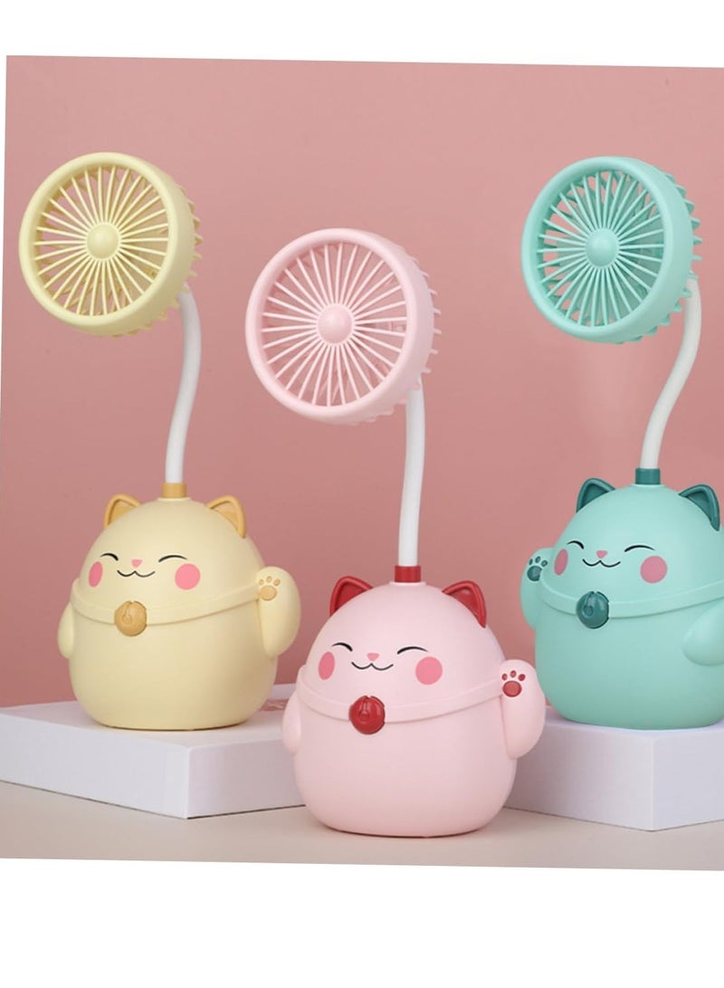 SUKILO Cat Fan Pen Holder Foldable Usb Small Fan for Desk Sports Fans Lucky Fortune Cat Cartoon Office Desk Fan Portable Electronic Component Charging Mini Fan - Image 2