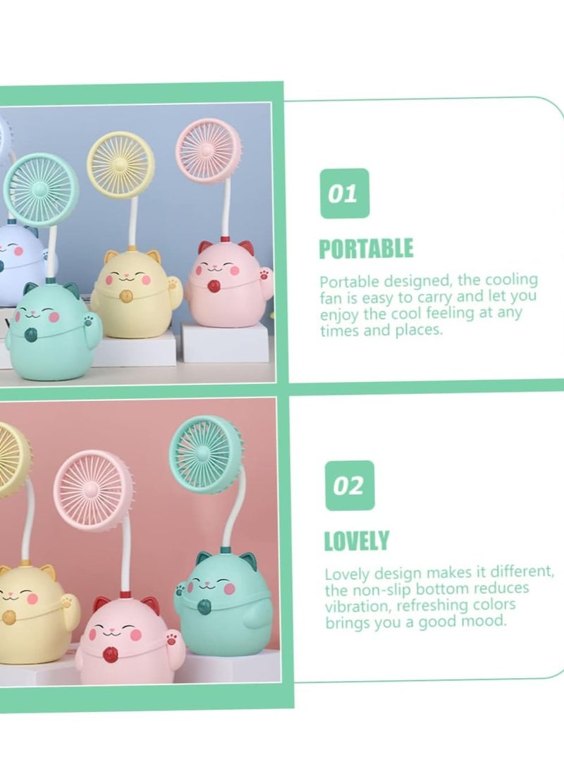SUKILO Cat Fan Pen Holder Foldable Usb Small Fan for Desk Sports Fans Lucky Fortune Cat Cartoon Office Desk Fan Portable Electronic Component Charging Mini Fan - Image 3