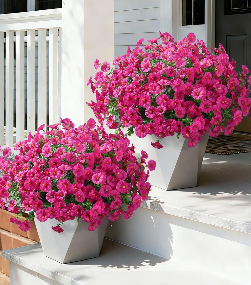 Ivydale 24 Bundles Artificial Flowers for Outdoors Faux Plants Spring Outdoor Decor Faux Silk Morning Glory with Eucalyptus Realistic UV Resistant for Outside Planters Porch Patio Garden Home Decor - Image 2