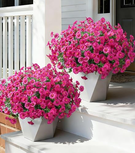Ivydale 24 Bundles Artificial Flowers for Outdoors Faux Plants Spring Outdoor Decor Faux Silk Morning Glory with Eucalyptus Realistic UV Resistant for Outside Planters Porch Patio Garden Home Decor - Image 1