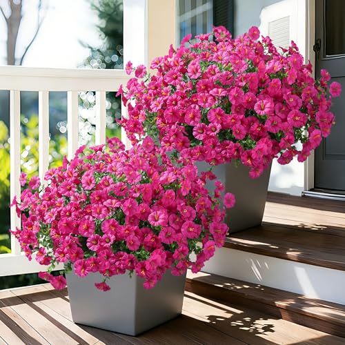 Ivydale 24 Bundles Artificial Flowers for Outdoors Faux Plants Spring Outdoor Decor Faux Silk Morning Glory with Eucalyptus Realistic UV Resistant for Outside Planters Porch Patio Garden Home Decor - Image 3