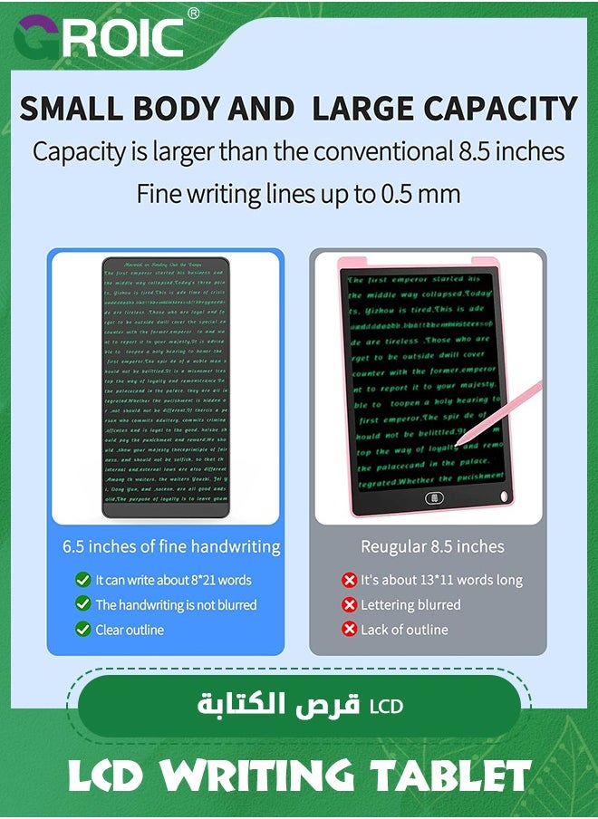 GROIC - Black LCD Writing Tablet, Full Screen Erasable Digital Notepad for Kids and Adults, Drafting, Taking Notes and Leaving Message, 6.5 Inches Screen - Image 1