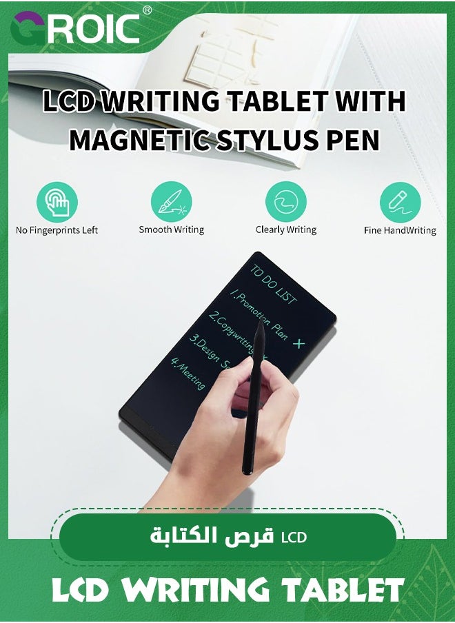 GROIC - Black LCD Writing Tablet, Full Screen Erasable Digital Notepad for Kids and Adults, Drafting, Taking Notes and Leaving Message, 6.5 Inches Screen - Image 1
