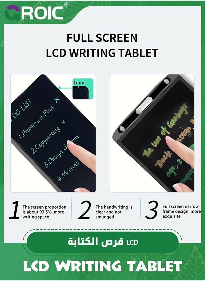 GROIC - Black LCD Writing Tablet, Full Screen Erasable Digital Notepad for Kids and Adults, Drafting, Taking Notes and Leaving Message, 6.5 Inches Screen - Image 1