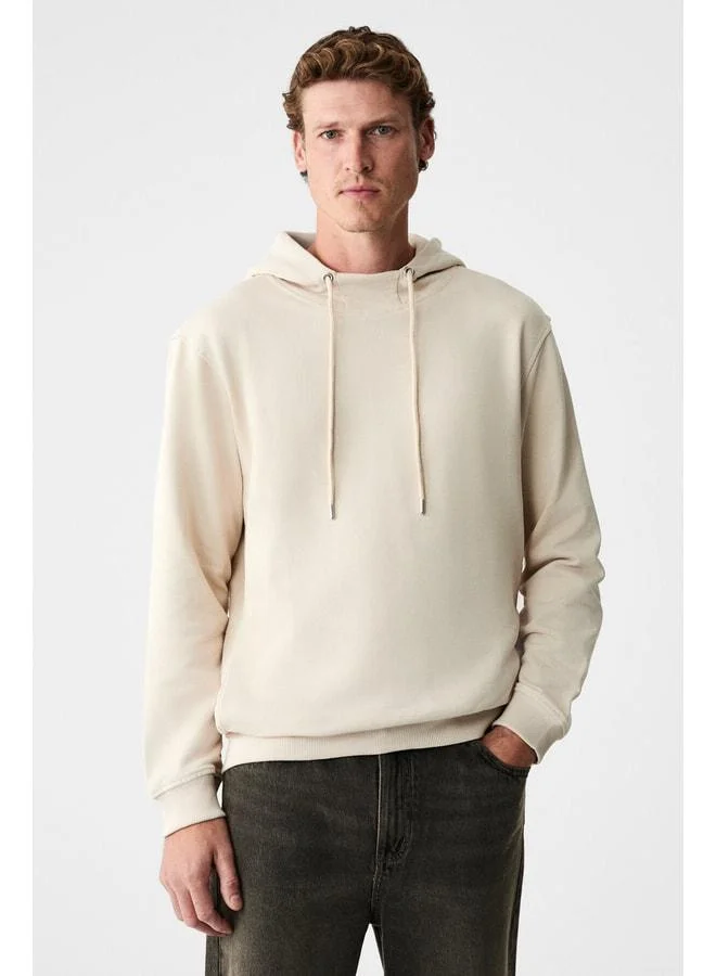 GRIMELANGE ALESSO Men's 100% Cotton Hooded Cord Detail Oversized Fit Beige Sweatshirt.
