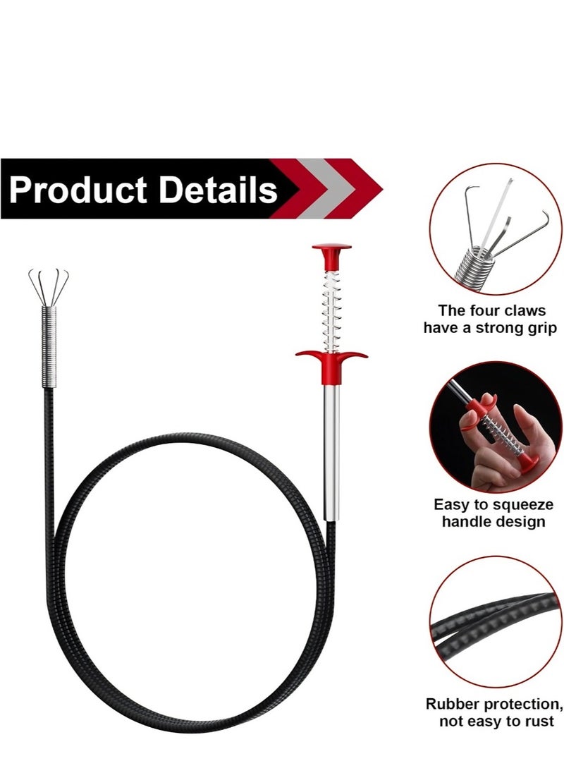 T NEWFUN 35.5inch Drain Clog Remover, 25inch Drain Snake Hair Remover, Hair Catcher Drain Auger Cleaner Tool Set for Toilet, Kitchen Sink, Bathroom Tub, Sewer, 7 Pack  - Image 3