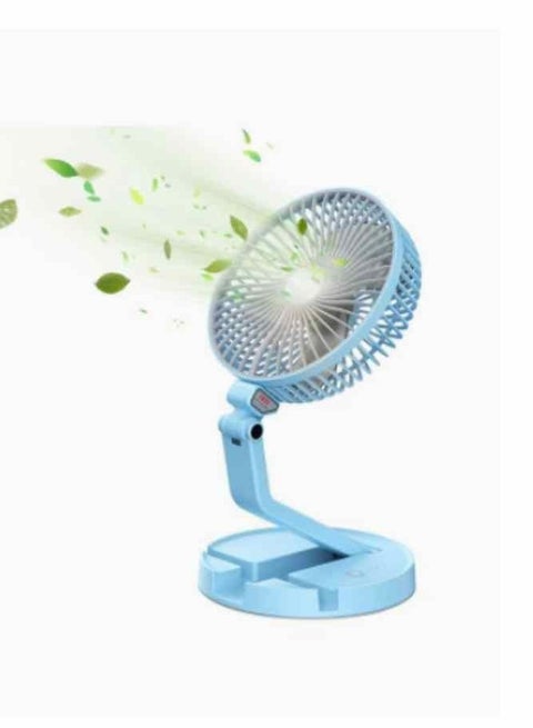 Desk Fan with Light, Foldable and Adjustable 3 IN 1 Table Fan With Light and Mobile Phone Holder, Combo Rechargeable Battery Powered, USB Folding Fan 3 Speeds 3 Light Brightness BLUE