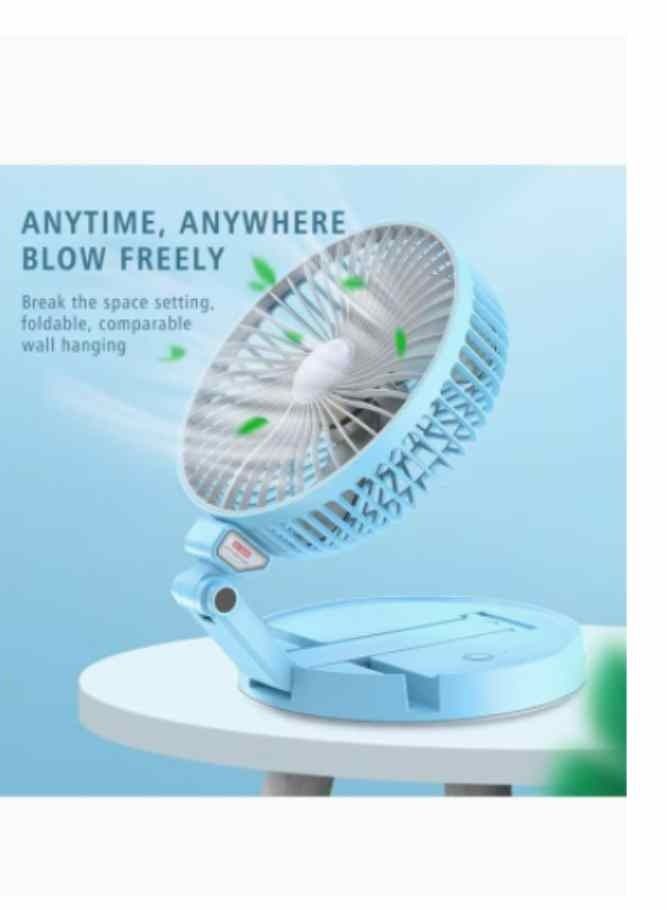 Desk Fan with Light, Foldable and Adjustable 3 IN 1 Table Fan With Light and Mobile Phone Holder, Combo Rechargeable Battery Powered, USB Folding Fan 3 Speeds 3 Light Brightness BLUE