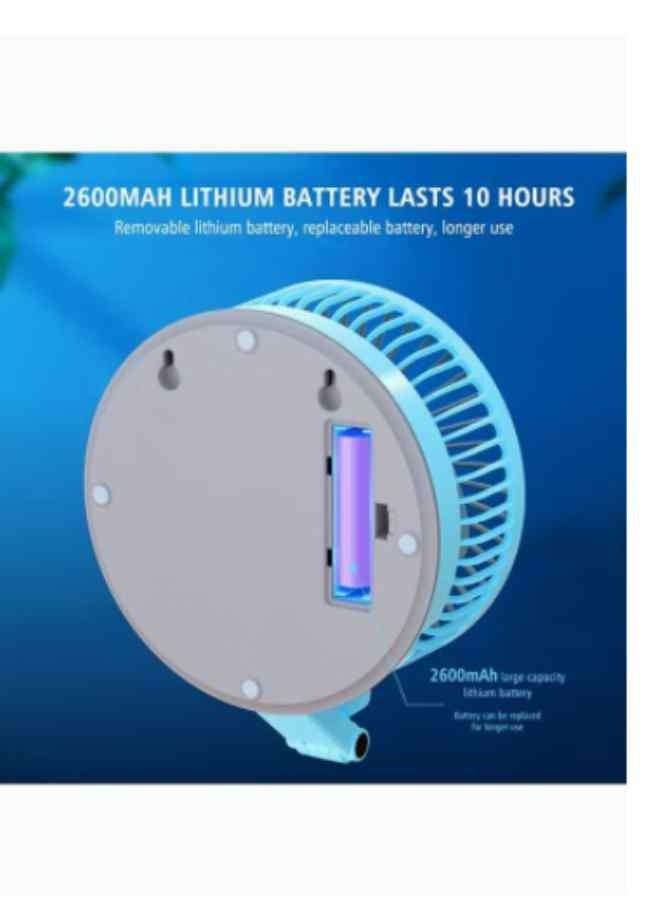 Desk Fan with Light, Foldable and Adjustable 3 IN 1 Table Fan With Light and Mobile Phone Holder, Combo Rechargeable Battery Powered, USB Folding Fan 3 Speeds 3 Light Brightness BLUE