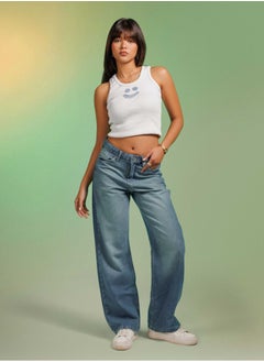 Unisex Deep Blue Blue -Washed Wide Leg Jeans - pzsku/ZB988617C0DFAC1D40913Z/45/_/1737670681/257675b3-895e-4975-9a31-537bb0cbaeb1