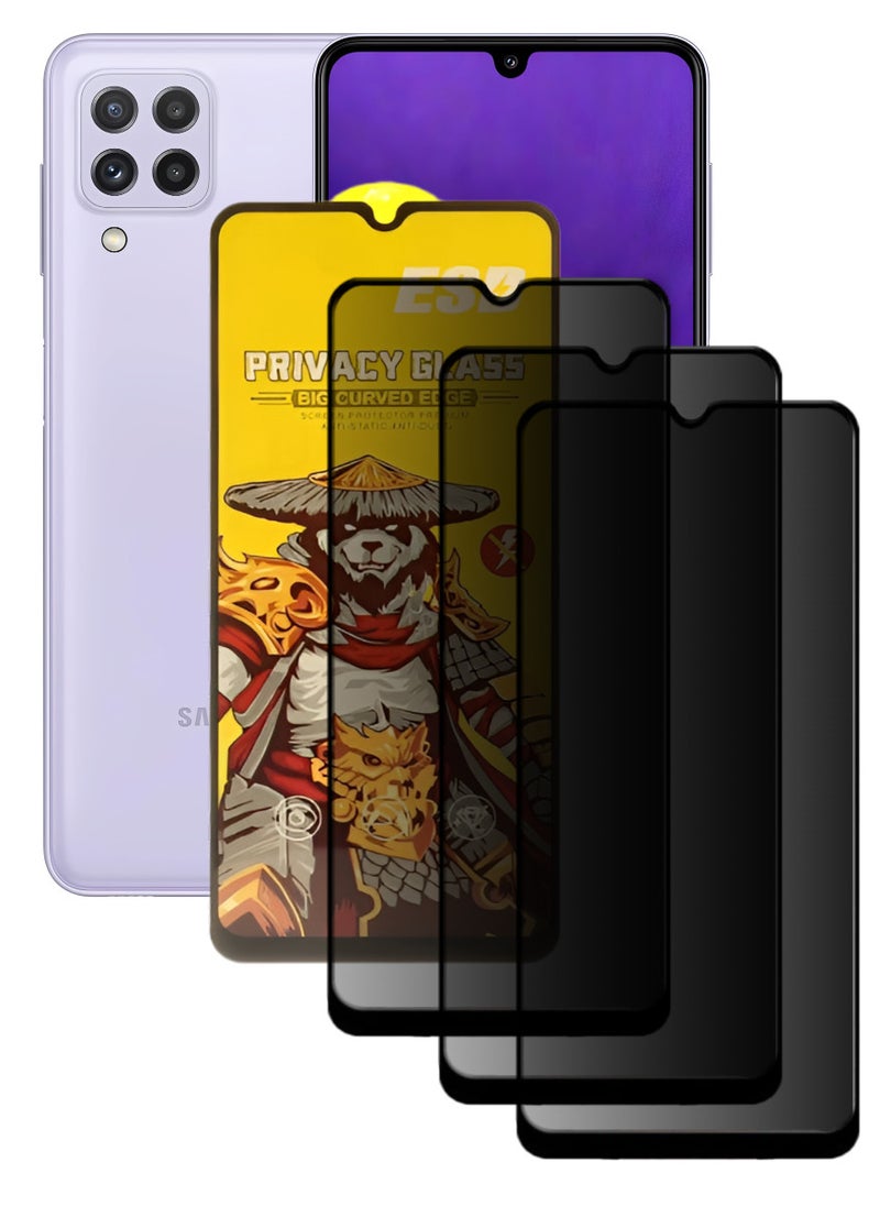 ESD 3 Pieces Tempered Dustproof Privacy Glass Screen Protector Compatible For Samsung Galaxy A22 4G - Image 1