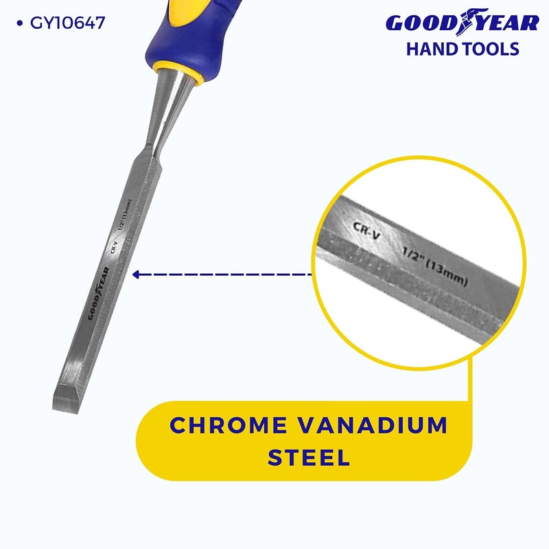Good Year , Wood Chisel, Wood Chisel Set; Wood Chisel Tools, 3 Pc Wood Chisel Set, Wood Chisel Kit, Wood Chisel Sets, Carpenter Chisel Set With Striking Head And Very Comfortable Grip - Image 5