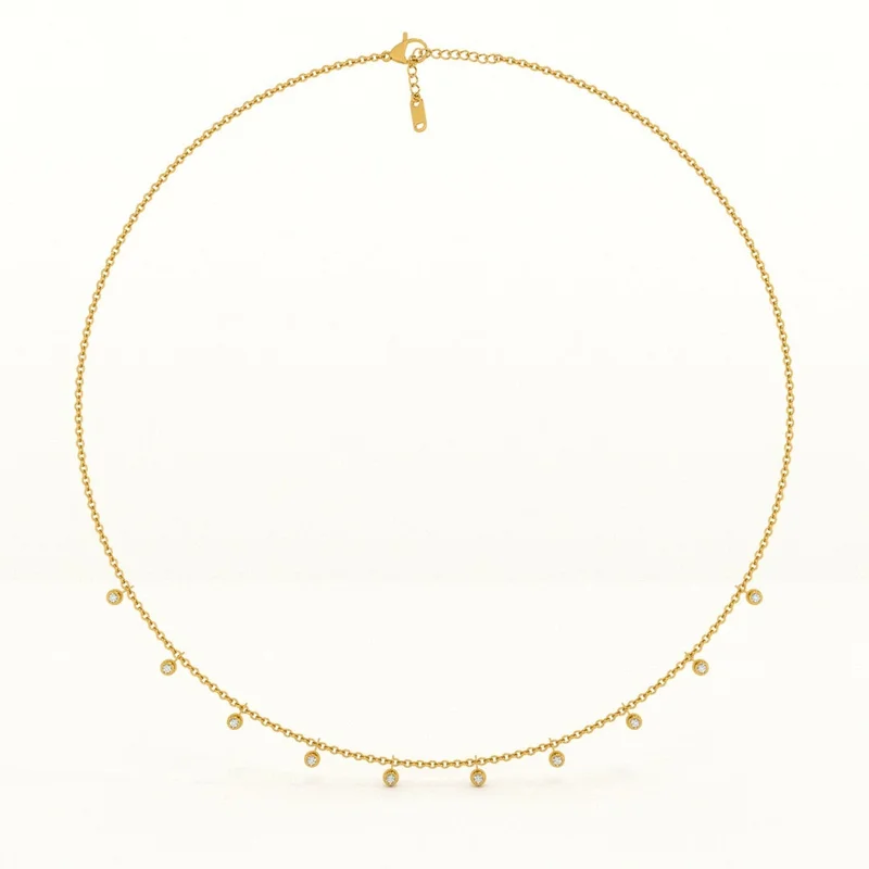 بالموناس PALMONAS 18k Gold Tone Plated Multiple Stones Necklace
 for Women