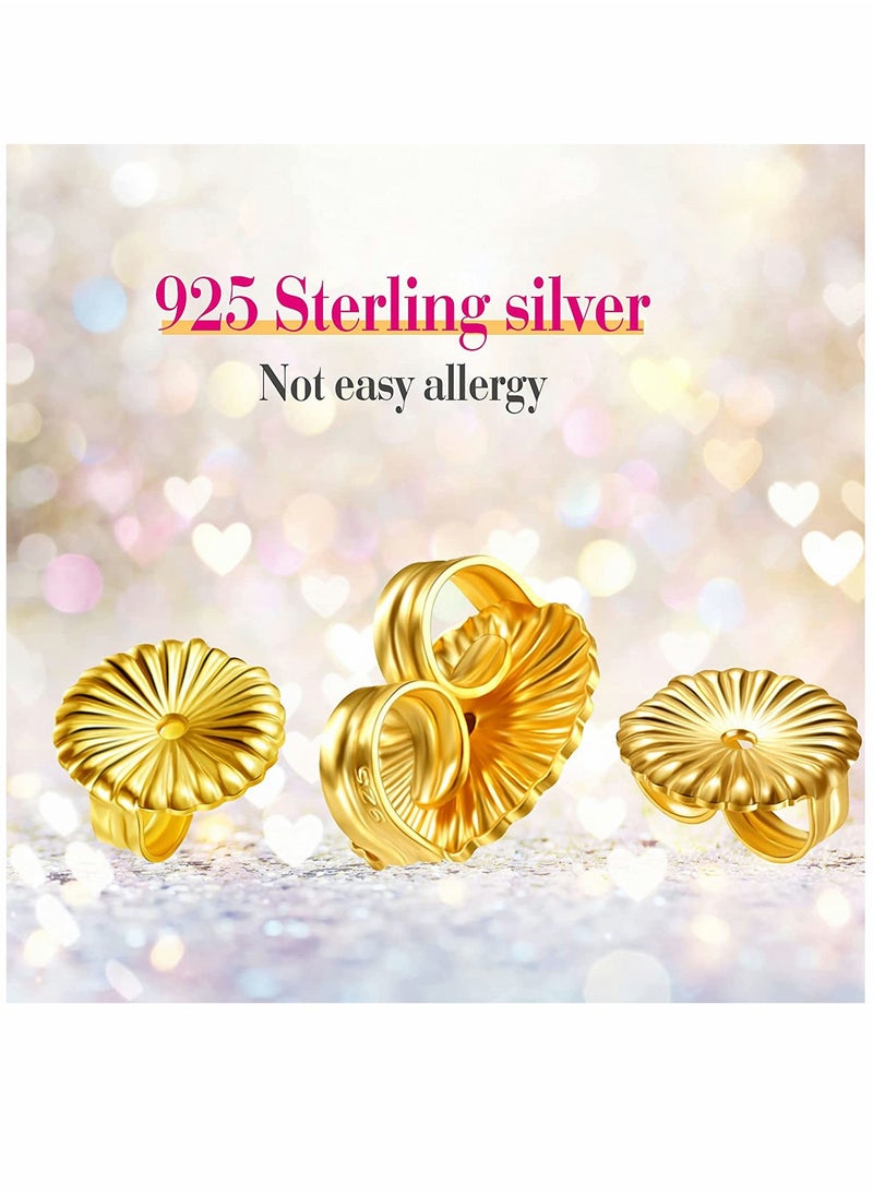 Earring Backs, Jumbo Earring Backs Large Earring Backs Secure Earring Lifters Backs Adjustable Earring Backs for Droopy Ear Heavy Support 8 Pieces (Gold,9 mm)