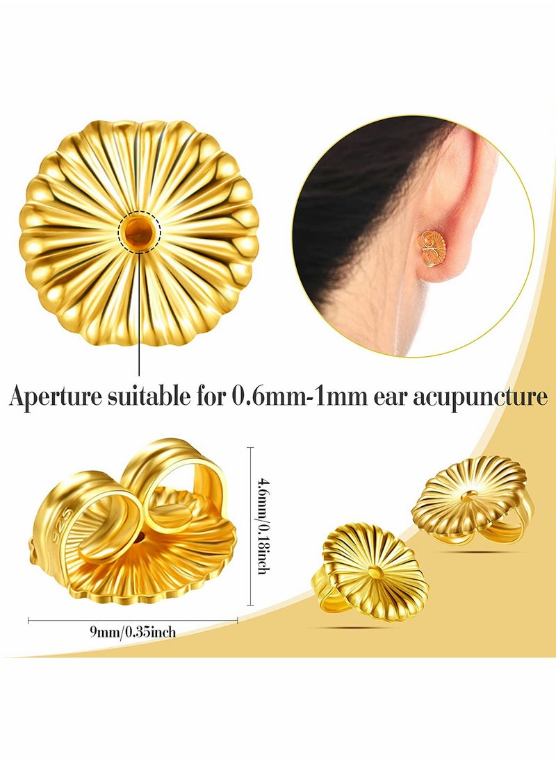 Earring Backs, Jumbo Earring Backs Large Earring Backs Secure Earring Lifters Backs Adjustable Earring Backs for Droopy Ear Heavy Support 8 Pieces (Gold,9 mm)
